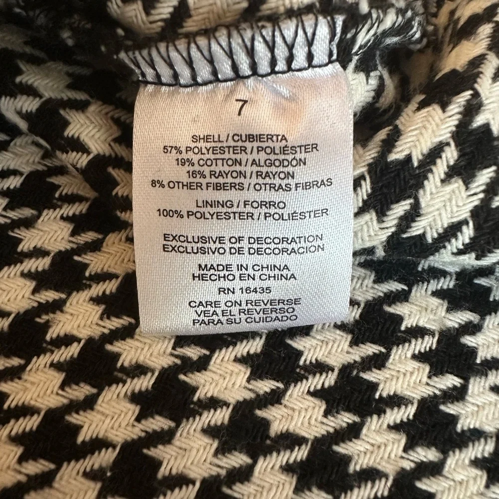 Girls Biscotti Collezioni Size 7 Houndstooth Black White Tweed Dress pockets